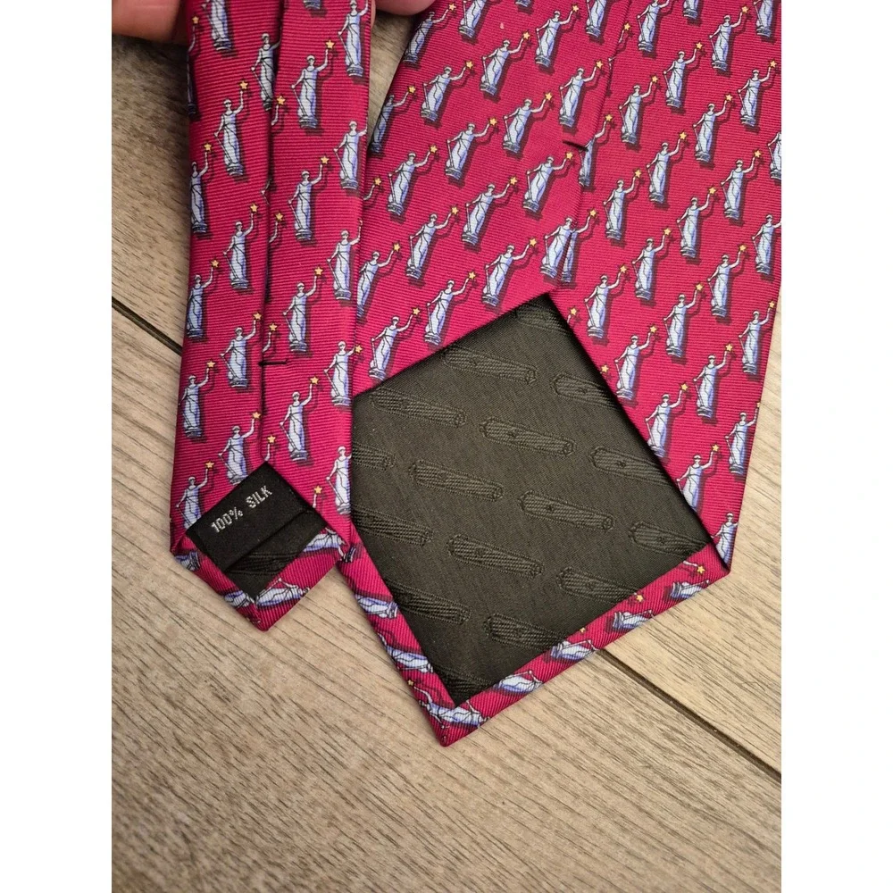 Sine Die Mens Lady Justice Silk Necktie Dark Red Legal Theme Gavel Pattern‎ Tie